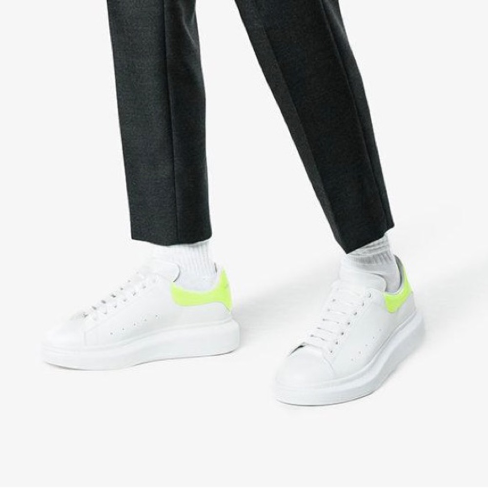 EUC Women Sz 7 (Euro Sz 37) Alexander McQueen Oversized Shoes White/Fluo Yellow - Picture 7 of 17